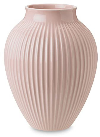 Knabstrup Keramik | Gerillte Vase | Geformt mit Lehm und Leidenschaft | Elegante und Klassische Form seit 1897 | Modern Anmutend | Pink | 27 cm