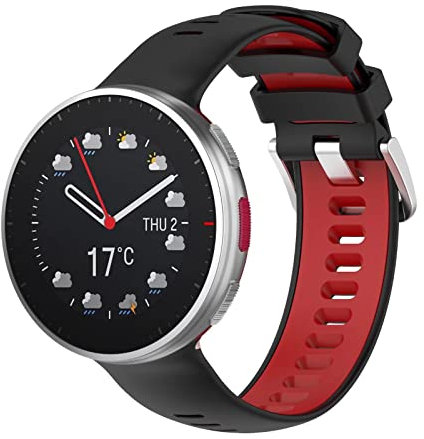 FTRONGRT Uhrenarmband Kompatibel mit Polar Vantage V2, Weiches Silikonarmband, Ersatzarmband für Polar Vantage V2.Schwarz Rot