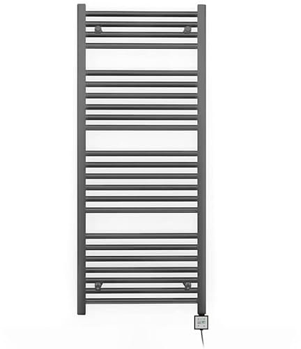 Myhomeware 550mm Wide Anthracite Grey Electric Bathroom Heated Towel Rail Thermostatic Warmer Radiator Digital Controller (550 x 1200 mm (BTU: 2129))