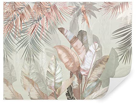Tapeko Papier Peint Panoramique 400x280 cm 3D Effet style Jungle Tropical Feuilles Plantes Papier Peint intissé Chambre Salon Décoration Murale u50468v1