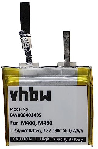 vhbw Akku kompatibel mit Polar M400, M430 Smartwatch Uhr Fitnessarmband (190mAh, 3,8V, Li-Polymer)