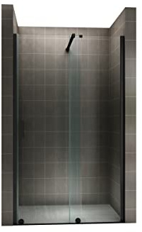 i-flair Schiebetür Duschabtrennung NADINE 120x200 cm für Duschnische Duschtür Nischenschiebetür in Schwarz 8mm ESG Sicherheitsglas Klarglas - Links und Rechts montierbar