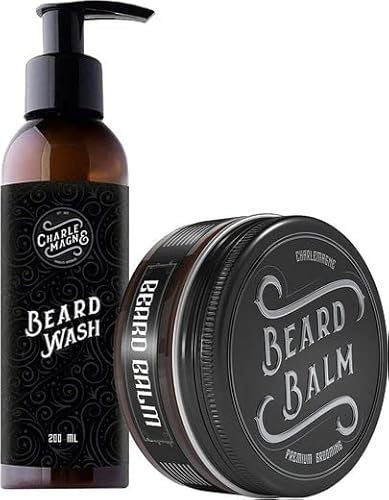 Charlemagne Bartpflege-Set mit Bartbalsam & Bartshampoo – Hochwertiges Geschenk für Männer – Barber Pflegeset - Bartpflege Set für Männer - Beard Balm Bart Serum & Bart Shampoo