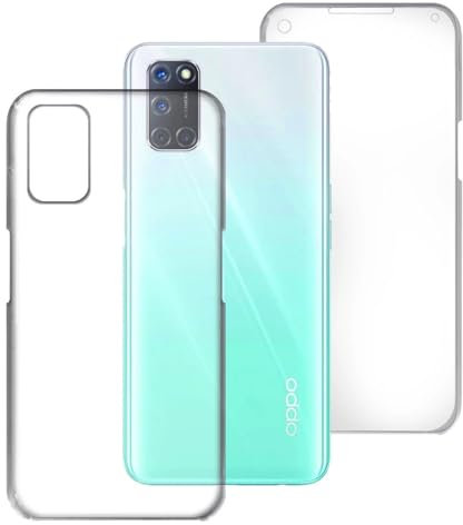 Max Power Digital Coque pour Oppo A52 / A72 / A92 Silicone Transparent Housse Antichoc Double Face 360 Degrés Etui Arrière et Avant
