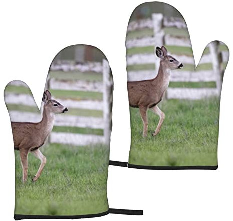 Hirsch Tier Ofenhandschuhe Rutschfeste Hitzebeständigkeit Mikrowellenhandschuhe Wasserdicht Küche Ofenhandschuhe zum Backen Kochen Grillen BBQ