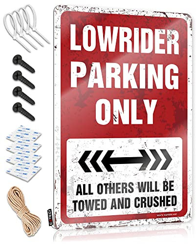 Metall Vintage Schilder Lowrider Parking Only Blechschild Vintage Dekor Poster für Jungenzimmer (Größe: 30 x 40 cm)