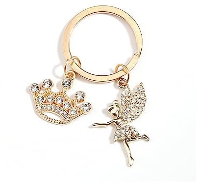 ARFUKA Schlüsselanhänger Krone und Prinzessin Anhänger Schlüsselhalter Schlüsselringe Handtaschenanhänger Kristall Strass Taschenanhänger Autoschlüsselanhänger Keychain Geschenk