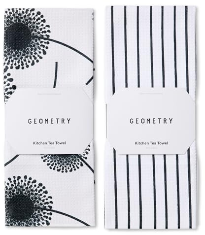 GEOMETRY Kitchen Tea Towels - Quick Dry Microfiber Dish Towels for Kitchen Linen Breeze, 18 x 30 2 Pack