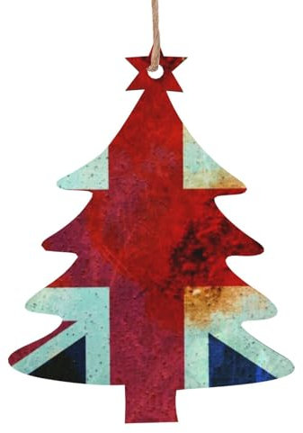 Christmas Ornaments Vintage Union Jack British Flag Printed Christmas Wooden Ornament Christmas Tree Decorations Wooden Hanging Ornaments For Xmas Home Decor