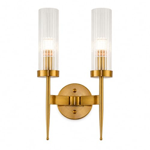NICRX Aplique de Pared de Cristal E14 Vintage Lámpara de Pared (2 luces)