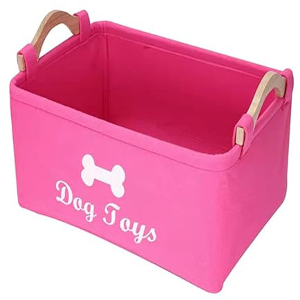 ＡＷＨＡＯ Haustier Spielzeug Organizer Box, Welpen Sachen Korb, Rechteckig, Vielseitig Einsetzbar, Zusammenklappbar, Katzenspielzeug Boxen, Hundebedarf, Lagerpl, Rosa