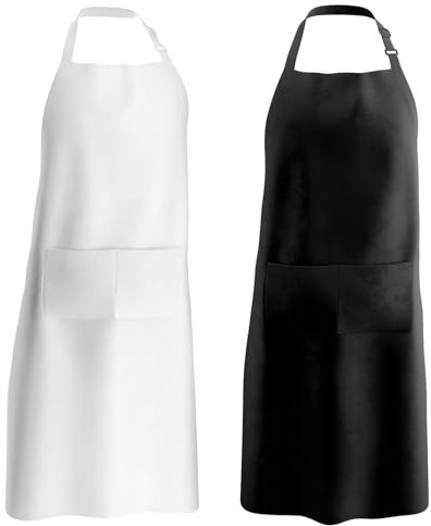 lepni.me Premium 2er-Pack Kochschürzen | Kochen Backen Grillen für Haus und Restaurant | Schürzen mit Doppeltasche für Damen Herren | Küchenschürze