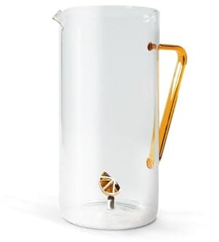 WD Lifestyle - Karaffe aus Borosilikatglas, 1,2 l, mit orangefarbenem Dekor