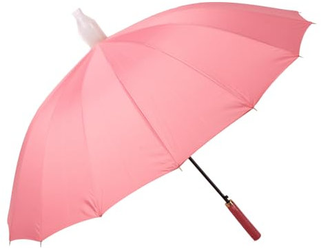 Naroote Übergroßer Regenschirm, 16 Rippen, Wasserdichter Gerader Regenschirm mit Abdeckung für Herren für den Außenbereich (PINK)