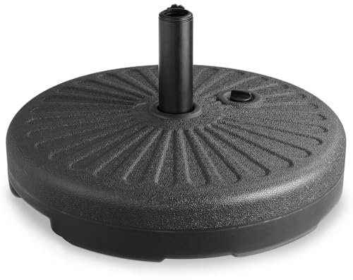 BAKAJI Base per Ombrellone da Giardino Forma Rotonda, Supporto per Palo Ombrelloni 38/48mm con Riempimento ad Acqua 28 kg, Sistema Stabile Anti Capovolgimento, Ideale per Patio, Balcone, Esterno