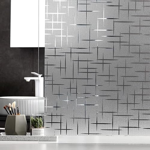 Qobobo Fensterfolie Statisch Haftend Milchglasfolie Selbstklebend Fenster 90 x 200 cm Klebefolie Fenster Sichtschutz ohne Klebstoff Badezimmer Fenster Sichtschutzfolie Anti UV mit Motiv Kreuz