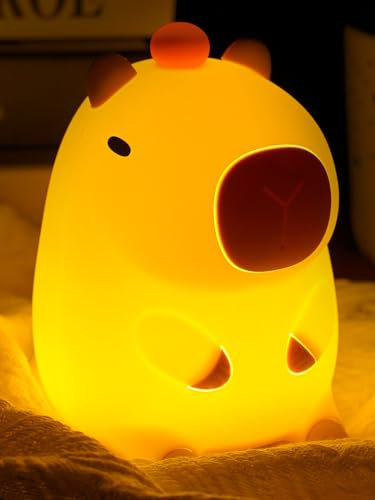 Amaredom Veilleuse Rechargeable en Silicone Capybara - Lampe LED à Intensité Variable avec Minuterie 20 Min pour Chambre d'Enfant