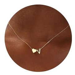 TINGN Halskette Damen Gold Kette mit Buchstaben - Herzkette Damen Gold Kette mit Buchstaben V Initialen Kette Gold Herz Kette Geburtstagsgeschenk Valentinstag Weihnachten Geschenke für Frauen Mädchen