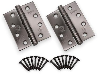Infinity Decor 4 (100mm) Black Nickel CE11 Fire Rated Ball Bearing Butt Hinges Pair – Steel Door Hinges for Internal External Wooden Doors