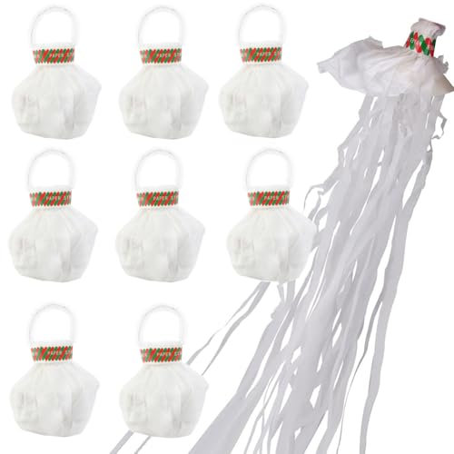 10 Stück Handwurf-Luftschlangen, weiß, kein Durcheinander, Papierknallbonbons, Party-Popper, für Hochzeiten, Feiern, Abschlussfeiern, Geburtstage, Partygeschenke