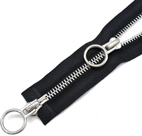 XCSJ #5 Chiusure Lampo a Due Vie Divisibile Cerniera Resistente separare Cerniere Lampo Metallo Chiusure Lampo a Due Vie divisibile per Piumino, Cappotto invernale, Jacket, Cucire (Nero, 100 cm)