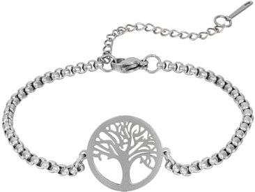 Eigso Arbre de vie en acier inoxydable pour femmes Hommes Vintage Mode gracieux Charm Box Chain Bracelet pour femme Homme