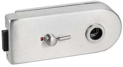 Magnet Glastürschloss D3WC Bad Stickhebel | V2A Edelstahl matt | mit Magnetfalle | ohne Drücker (mit Schaufenster)