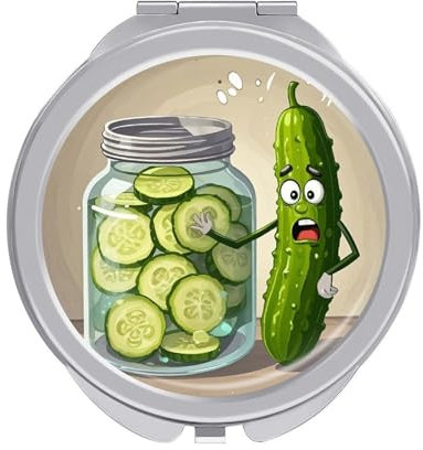 QWJKM Kosmetikspiegel, niedlicher Kimchi, Kosmetikspiegel, 1X/2-fache Vergrößerung, kompakter Reise-Make-up-Spiegel für Handtasche, Tasche, Geldbörse, tragbar, faltbar, Handheld, 6,1 cm
