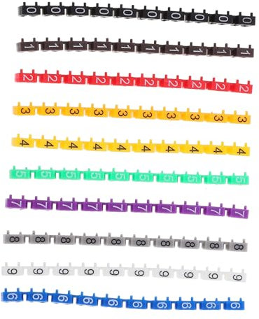 CONGARTENO 100stücke Kunststoff Drahtkabelmarkierung Clip Bunte Identifikation Nummerierung Marker Für Elektrokabelmanagement Aufsteckbare Kabelmarkierungen Kabelnummern Kabelkennzeichnung