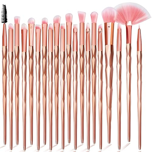 Retoo Lot de 20 pinceaux de maquillage pour le visage et les yeux - Pinceaux pour fond de teint, poudre, correcteur, fard à paupières