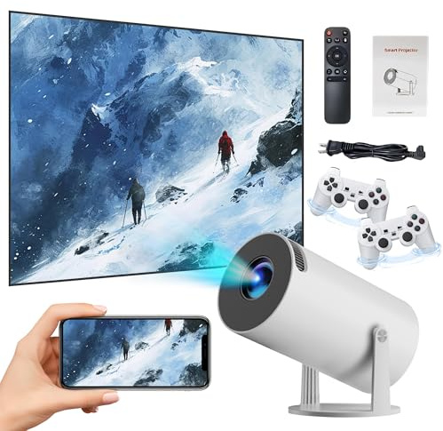X30MAX Mini Retro Video Game Projector 64G,Built-in 20000 Games,2 Wireless Controllers,1080*720P,5G WiFi Bluetooth,4K Portable Projector and Game 180°Flexible Projection,Android 11,Home Cinema,office
