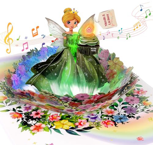 Geburtstagskarte für Mädchen, Geburtstagskarte mit Musik für Mädchen Kinder, Pop-Up Happy Birthday Singende Karte Geburtstag, Kerzen ausblasen Geburtstagskarte für Mädchen, Töchter, Enkelin, Nichten