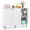 GIANTEX Aparador Buffet de Cocina con 2 Puertas, Armario con Estantes Ajustables y Patas Metálicas, 106 x 38 x 80 cm, con Kit Antivuelco, Mueble de Almacenamiento para Comedor, Salón, Blanco