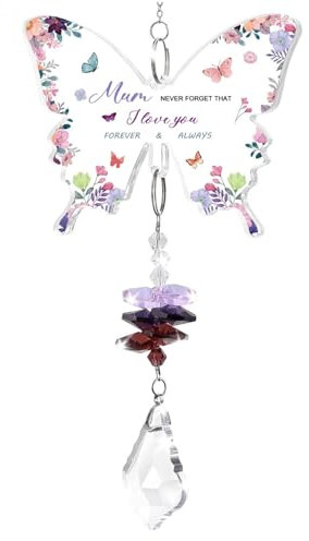 Butterfly Mother Day for Mum Gifts, Crystal Suncatcher Gifts Best Mother Ever Birthday Gifts Christmas Anniversary Graduation Gifts (butterfly)