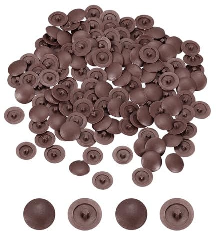 sourcing map 80Pcs Screw Caps Covers 12x3mm Plastic Screw Decoration Cover Self-Tapping Screw Cover Waterproof Caps for Phillips Cam Fitting Screw Head, Dark Brown
