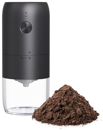 Iconique Portable Electric Automatic Coffee Grinder | Compact Burr, Coarseness Adjustment, Multi-Grind for Coffee, Spices, Nuts | 25g Capacity | Included USB-C Charger & Brush