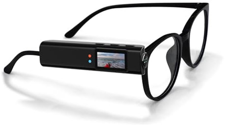 Pufei Smart Camera Glasses 2.7K HD Recording - WiFi Enabled h-idden Video Glasses with 0.96 IPS Screen | Sports DV for Driving, Hiking, Meetings | 60-Min Battery & Voice Control（Mit 32GB Card）