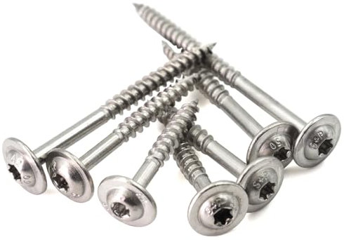 Tellerkopfschrauben 5,0 x 100 mm (50 Stück) Edelstahl A2 mit Torx-Antrieb (TX 25) und ETA Zulassung (Holzbauschrauben)