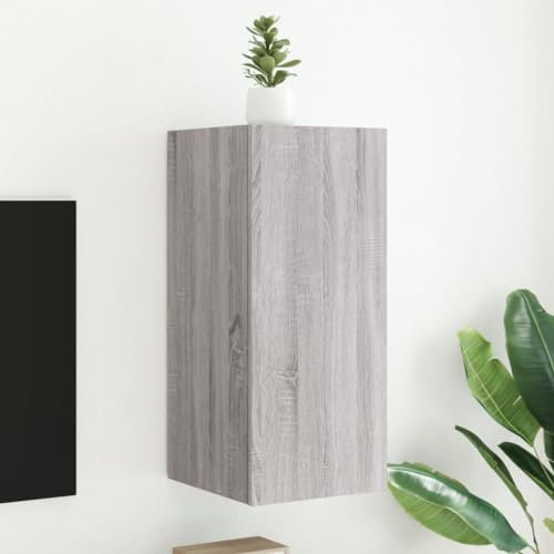 NQJIBUE Item-TV Meuble mural avec lumières LED Gris Sonoma 30,5 x 35 x 70 cm, centres de divertissement et supports TV