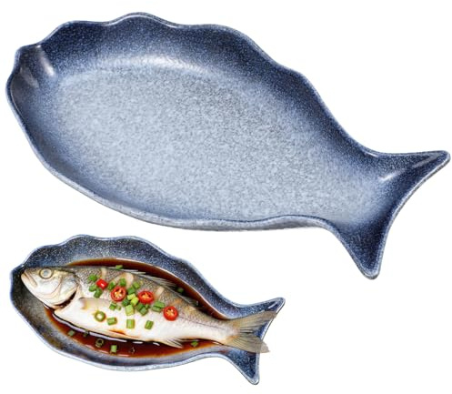 NOLITOY Fischförmige Keramik Servierplatte 31.00 X 15.00 X 3.50 Cm Fischgericht Für Fisch Meeresfrüchte Und Vorspeisen Für Festliche Tischdekoration Und Haus