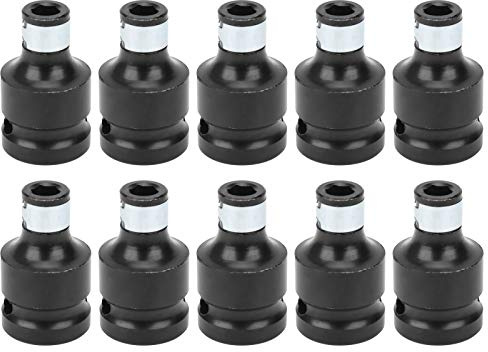 Socket Adapter 10Pcs | 1 / 2in Square to 1 / 4in Hex Conversion Connector | Wrench Adapter for Drill Bits/Screwdrivers/Ratchets | Carbon Steel