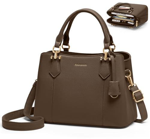 RAINSMORE Handtasche Damen Mittelgroß Umhängetasche Damen PU Leder | Mehrfächer Klein Schultertasche & Henkeltasche Elegante Tote Bag mit Abnehmbarem Gurt für Alltag Reisen Einkauf