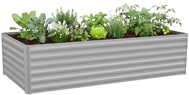 Relaxdays Hochbeet, verzinktes Metall, für Blumen, Pflanzen & Gemüse, HxBxT: 57x240x90 cm, Pflanzenbeet, Farbauswahl | Pflanzen & Gemüse, HxBxT: 57x240x90 cm, Garten Pflanzenbeet