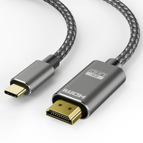 TagBreet USB C to HDMI 2.1 Cable 12 ft, 8K@60Hz,4K@144Hz,2K@240Hz, Type-C to HDMI Braided Cord,[Thunderbolt 3/4/5 Compatible] for iPhone 15 Series,MacBook Pro/Air,iPad Pro,Surface,Dell,HP