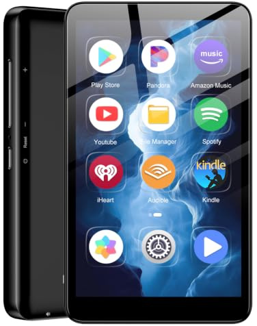 Diofox Lettore MP3 con Bluetooth e WiFi, sistema operativo Android 13, 3+32GB di memoria, lettore MP3 MP4 con touchscreen da 4,02 pollici, Spotify, Amazon Music, Deezer, Play Store, fino a 512GB-Nero