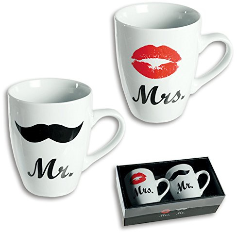 DI-NESH (094) Tassen Set Mr. und Mrs. Kaffeetasse Kaffeebecher Geschenk Hochzeit Tasse