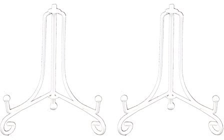Tincogo 4 Pollici Bianca Ferro Supporto Cavalletto Decorativo per Foto, Piatti, cornici, Libri di Cucina, Piatti Decorativi, Tablet e Arte, Bianco 2 Pezzi