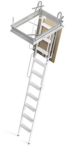 Mister Step scala retrattile 4P con struttura rigida a 4 pezzi, corrimano e botola (110x70 H300 cm.)