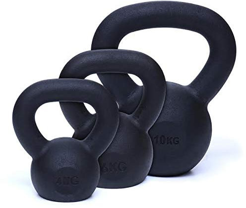 Strengthshop Premium Kettlebell mit Schwarzpulver Überzug (4-64 kg & Sets) (Set 1 X 4KG 6KG 10KG)