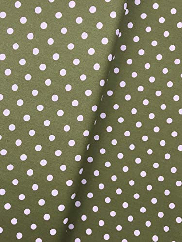 Baumwollstoff Punkte 9mm, Breite 145 cm, 9 Farben (Oliv, 50cm)